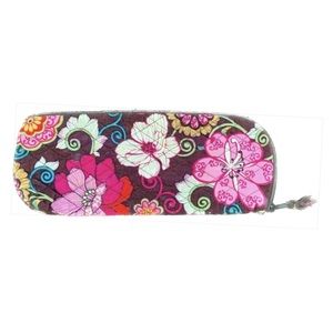 Vera Bradley brown pink paisley straightener travel makeup bag clutch pu…
